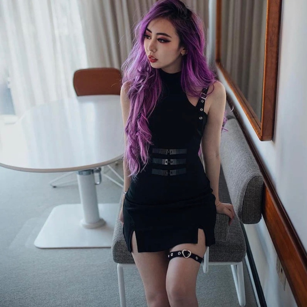 Lychee the label black strap dress